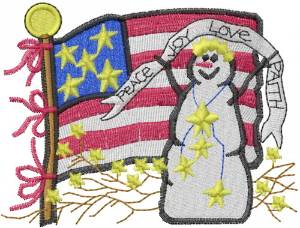 Picture of Snowman with Flag Machine Embroidery Design