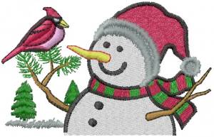 Picture of Snowman and Cardinal Machine Embroidery Design