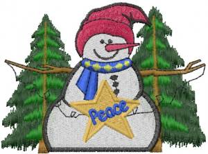 Picture of Snowman PEACE Machine Embroidery Design