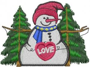 Picture of Snowman LOVE Machine Embroidery Design
