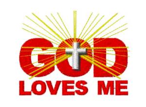 Picture of God Loves Me Machine Embroidery Design