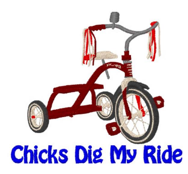 Picture of Chicks Dig My Ride Machine Embroidery Design