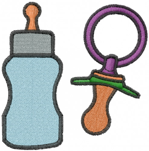 Baby Bottle and Pacifier Machine Embroidery Design