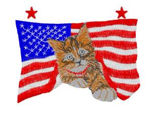 Picture of American Cat Flag Machine Embroidery Design