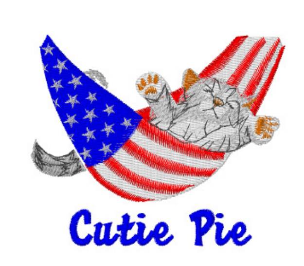 Picture of American Cutie Pie Cat Machine Embroidery Design