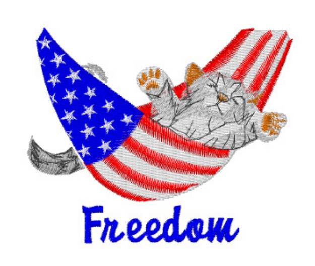 Picture of American Cat Freedom Machine Embroidery Design