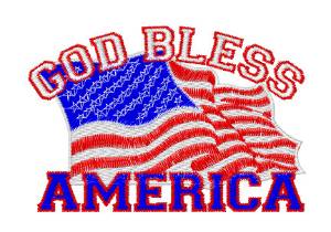 Picture of God Bless America Flag Machine Embroidery Design