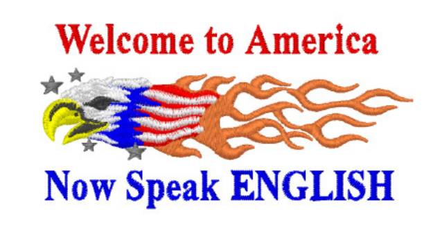 Picture of USA Speak English Machine Embroidery Design