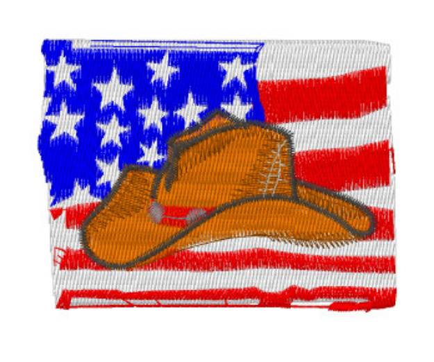 Picture of USA Flag Cowboy Hat Machine Embroidery Design