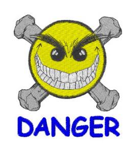 Picture of Crossbones Smiley Danger Machine Embroidery Design