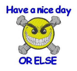 Picture of Crossbones Smiley Nice Day Machine Embroidery Design