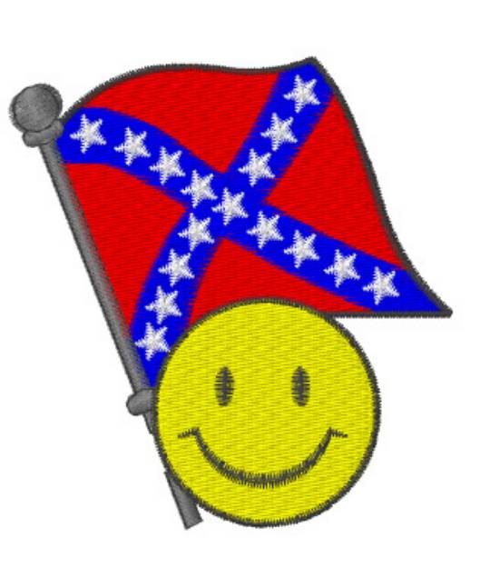 Picture of Smiley Rebel Flag Machine Embroidery Design