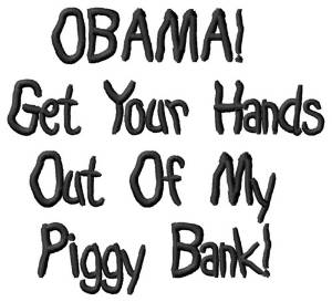 Picture of Obama Piggy Bank Machine Embroidery Design