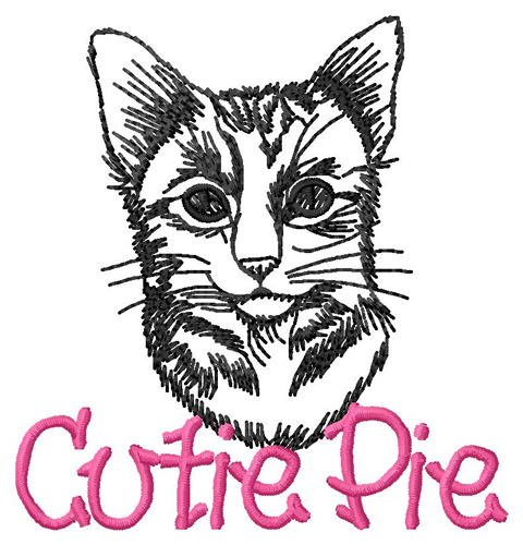 Cutie Pie Cat Machine Embroidery Design