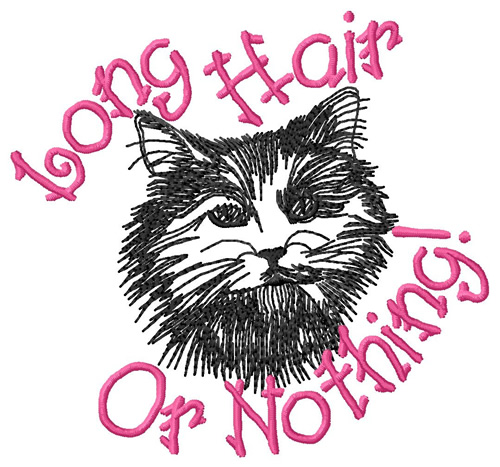 Long Hair Cat Machine Embroidery Design