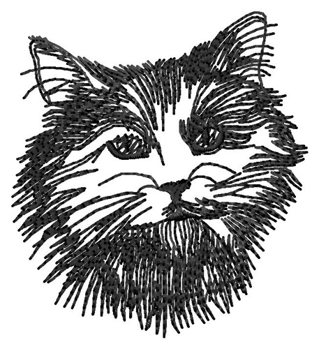 Long Hair Cat Machine Embroidery Design