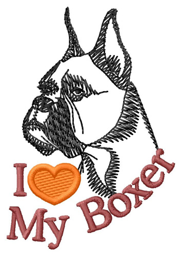 I Love My Boxer Machine Embroidery Design