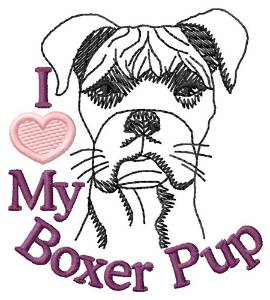 Picture of I Love My Boxer Pup Machine Embroidery Design