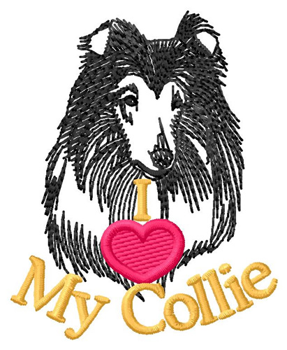 I Love My Collie Machine Embroidery Design