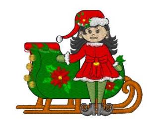 Picture of Elf With Sleigh Machine Embroidery Design