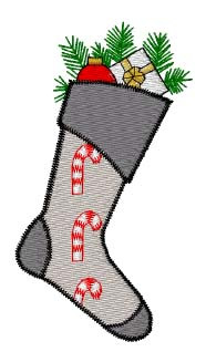 Candy Cane Stocking Machine Embroidery Design