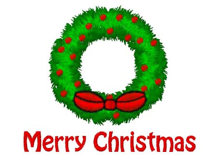 Merry Christmas Wreath Machine Embroidery Design
