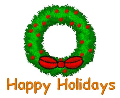 Happy Holidays Wreath Machine Embroidery Design