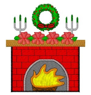 Christmas Fireplace Machine Embroidery Design