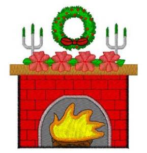 Picture of Christmas Fireplace Machine Embroidery Design