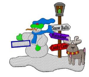 Picture of Snowman & Reindeer Machine Embroidery Design