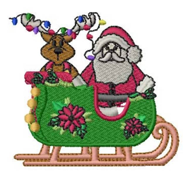 Picture of Santa And Reindeer Machine Embroidery Design