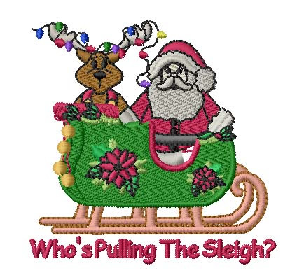 Whos Pulling The Sleigh Machine Embroidery Design