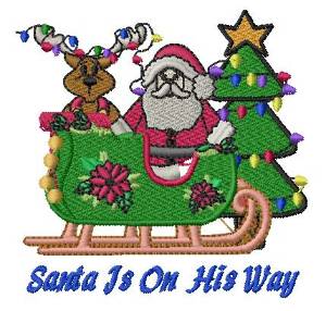 Picture of Santa On His Way Machine Embroidery Design