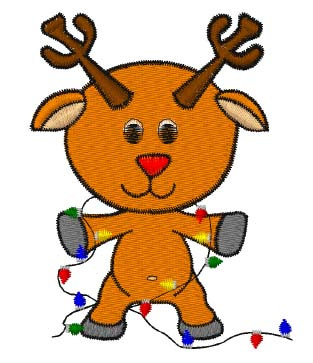 Rudolph With Lights Machine Embroidery Design