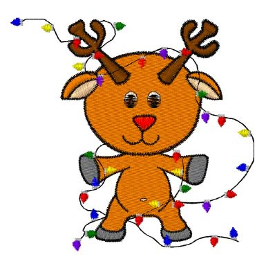 Rudolph In Lights Machine Embroidery Design