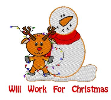 Will Work For Christmas Machine Embroidery Design