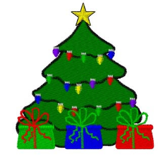 Tree And Gifts Machine Embroidery Design