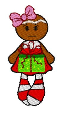 Gingerbread Gift Machine Embroidery Design