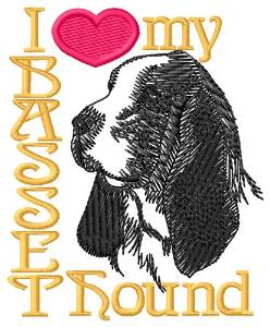 Picture of Love My Basset Hound Machine Embroidery Design