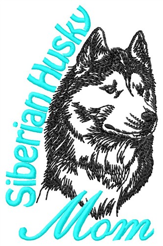 Siberian Husky Mom Machine Embroidery Design