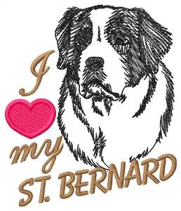 Picture of I Love My St. Bernard Machine Embroidery Design