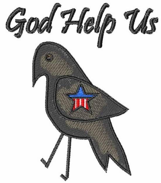 Picture of God Help Us Raven Machine Embroidery Design