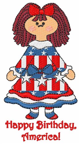 Happy Birthday America Machine Embroidery Design
