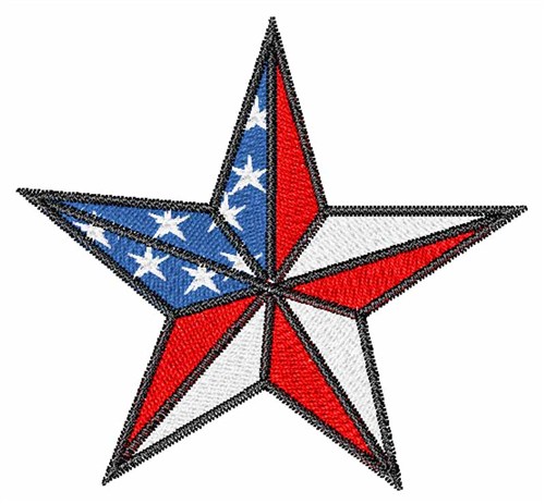 Flag Star Machine Embroidery Design