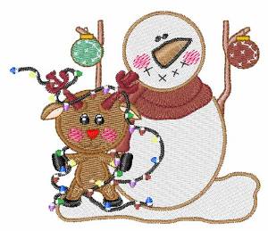 Picture of Reindeer And Snowman Machine Embroidery Design