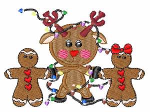 Picture of Gingerbread And Reindeer Machine Embroidery Design