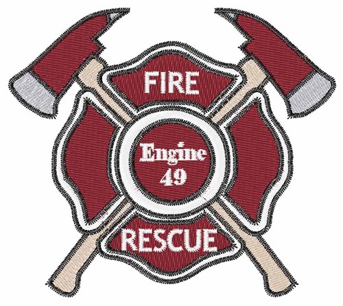 Fire Rescue Machine Embroidery Design