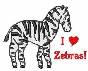 Picture of I Love Zebras Machine Embroidery Design