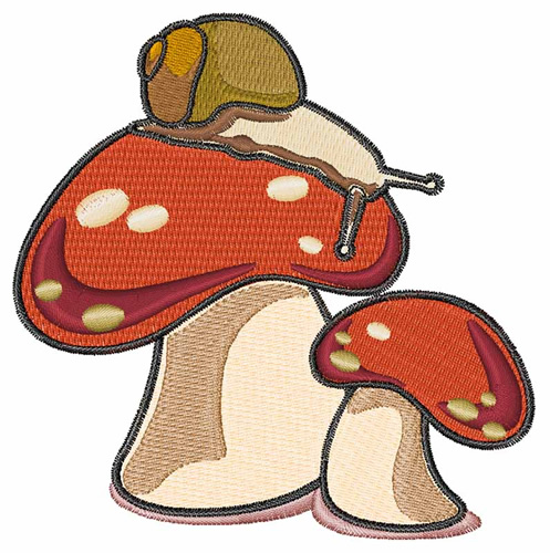 Snail And Mushroom Machine Embroidery Design
