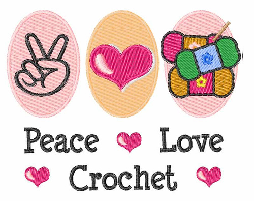 Peace Love Crochet Machine Embroidery Design